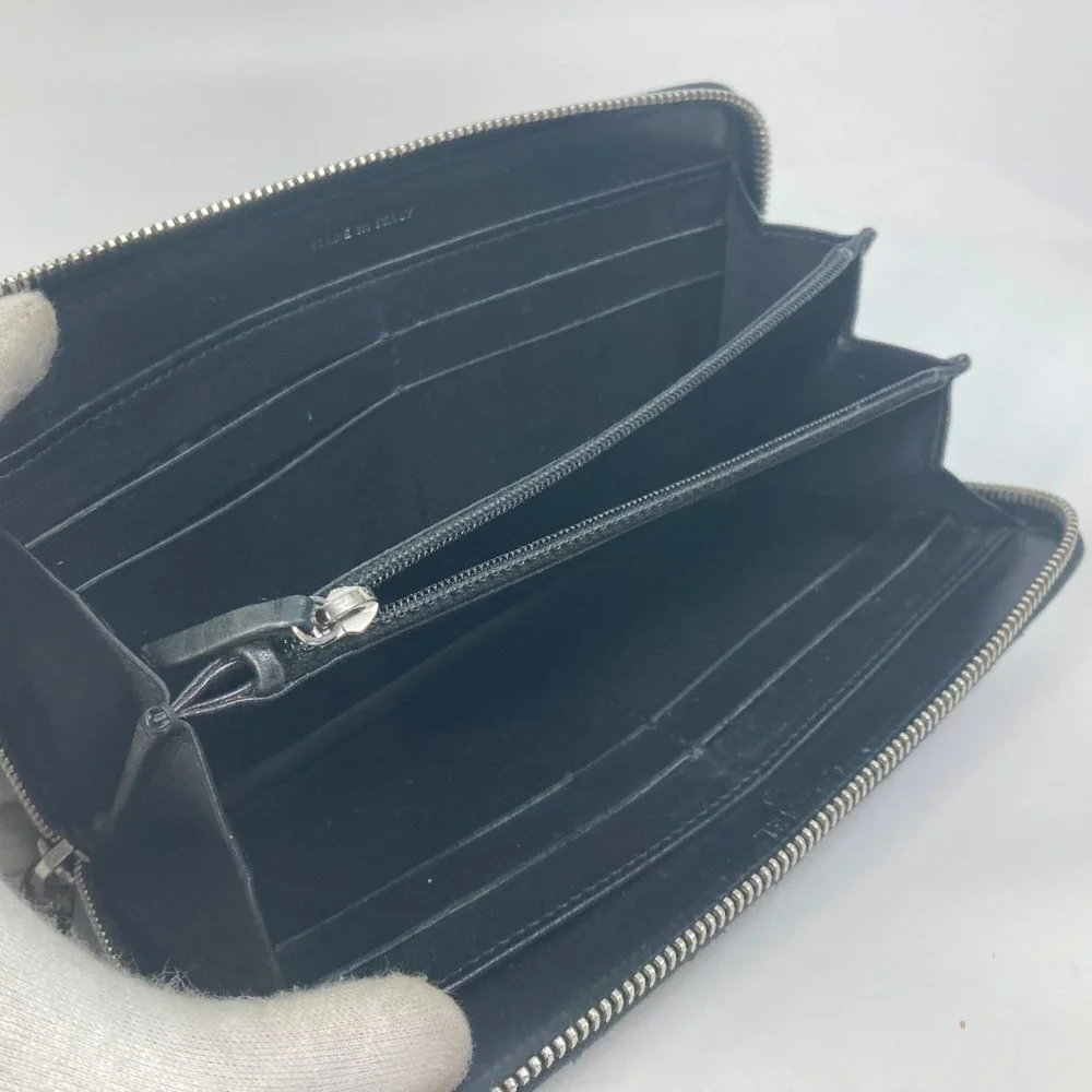CHANEL Black Lambskin Leather Logo Wallet